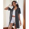 Ekouaer Women Zipper Robes Short Sleeves Housecoat Lightweight Bathrobes Zip Up Robe Casual Nightgown with Pockets S-2XL(Dark Gray)