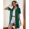 Ekouaer Women Zipper Robes Short Sleeves Housecoat Lightweight Bathrobes Zip Up Robe Casual Nightgown with Pockets S-2XL(Lake Green)