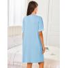 Ekouaer Women Zipper Robes Short Sleeves Housecoat Lightweight Bathrobes Zip Up Robe Casual Nightgown with Pockets S-2XL(Light Blue)