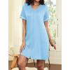 Ekouaer Women Zipper Robes Short Sleeves Housecoat Lightweight Bathrobes Zip Up Robe Casual Nightgown with Pockets S-2XL(Light Blue)