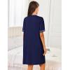 Ekouaer Women Zipper Robes Short Sleeves Housecoat Lightweight Bathrobes Zip Up Robe Casual Nightgown with Pockets S-2XL(Navy Blue)