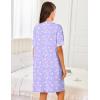 Ekouaer Women Zipper Robes Short Sleeves Housecoat Lightweight Bathrobes Zip Up Robe Casual Nightgown with Pockets S-2XL(Purple Floral)