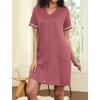 Ekouaer Women Zipper Robes Short Sleeves Housecoat Lightweight Bathrobes Zip Up Robe Casual Nightgown with Pockets S-2XL(Purple Gray Red)