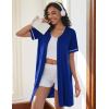 Ekouaer Women Zipper Robes Short Sleeves Housecoat Lightweight Bathrobes Zip Up Robe Casual Nightgown with Pockets S-2XL(Sky Blue)