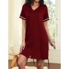 Ekouaer Women Zipper Robes Short Sleeves Housecoat Lightweight Bathrobes Zip Up Robe Casual Nightgown with Pockets S-2XL(Wine Red)