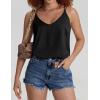 Ekouaer Womens 2-Pack Silk Satin Camisole Tank Top V Neck Sexy Cross Back Spaghetti Strap Cami Sleeveless Lounge Tops S-XXL(1-black)