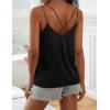 Ekouaer Womens 2-Pack Silk Satin Camisole Tank Top V Neck Sexy Cross Back Spaghetti Strap Cami Sleeveless Lounge Tops S-XXL(1-black)