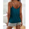 Ekouaer Womens 2-Pack Silk Satin Camisole Tank Top V Neck Sexy Cross Back Spaghetti Strap Cami Sleeveless Lounge Tops S-XXL(1-blue Green)