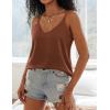 Ekouaer Womens 2-Pack Silk Satin Camisole Tank Top V Neck Sexy Cross Back Spaghetti Strap Cami Sleeveless Lounge Tops S-XXL(1-caramel)