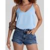 Ekouaer Womens 2-Pack Silk Satin Camisole Tank Top V Neck Sexy Cross Back Spaghetti Strap Cami Sleeveless Lounge Tops S-XXL(1-light Blue)