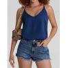 Ekouaer Womens 2-Pack Silk Satin Camisole Tank Top V Neck Sexy Cross Back Spaghetti Strap Cami Sleeveless Lounge Tops S-XXL(1-navy Blue)