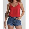 Ekouaer Womens 2-Pack Silk Satin Camisole Tank Top V Neck Sexy Cross Back Spaghetti Strap Cami Sleeveless Lounge Tops S-XXL(1-red)