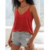 Ekouaer Womens 2-Pack Silk Satin Camisole Tank Top V Neck Sexy Cross Back Spaghetti Strap Cami Sleeveless Lounge Tops S-XXL(1-red)
