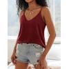 Ekouaer Womens 2-Pack Silk Satin Camisole Tank Top V Neck Sexy Cross Back Spaghetti Strap Cami Sleeveless Lounge Tops S-XXL(1-wine Red)