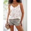 Ekouaer Womens 2-Pack Silk Satin Camisole Tank Top V Neck Sexy Cross Back Spaghetti Strap Cami Sleeveless Lounge Tops S-XXL(Black Floral+white Floral)