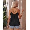 Ekouaer Womens 2-Pack Silk Satin Camisole Tank Top V Neck Sexy Cross Back Spaghetti Strap Cami Sleeveless Lounge Tops S-XXL(Black+blue Green)
