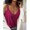Ekouaer Womens 2-Pack Silk Satin Camisole Tank Top V Neck Sexy Cross Back Spaghetti Strap Cami Sleeveless Lounge Tops S-XXL(Black+wineberry)