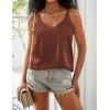 Ekouaer Womens 2-Pack Silk Satin Camisole Tank Top V Neck Sexy Cross Back Spaghetti Strap Cami Sleeveless Lounge Tops S-XXL(Caramel+champagne)