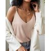 Ekouaer Womens 2-Pack Silk Satin Camisole Tank Top V Neck Sexy Cross Back Spaghetti Strap Cami Sleeveless Lounge Tops S-XXL(Caramel+champagne)