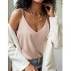 Ekouaer Womens 2-Pack Silk Satin Camisole Tank Top V Neck Sexy Cross Back Spaghetti Strap Cami Sleeveless Lounge Tops S-XXL(Champagne)