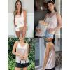 Ekouaer Womens 2-Pack Silk Satin Camisole Tank Top V Neck Sexy Cross Back Spaghetti Strap Cami Sleeveless Lounge Tops S-XXL(Champagne)