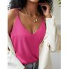 Ekouaer Womens 2-Pack Silk Satin Camisole Tank Top V Neck Sexy Cross Back Spaghetti Strap Cami Sleeveless Lounge Tops S-XXL(Hot Pink+blue Green)