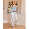 Ekouaer Womens 2-Pack Silk Satin Camisole Tank Top V Neck Sexy Cross Back Spaghetti Strap Cami Sleeveless Lounge Tops S-XXL(Light Blue+white)