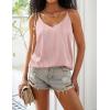 Ekouaer Womens 2-Pack Silk Satin Camisole Tank Top V Neck Sexy Cross Back Spaghetti Strap Cami Sleeveless Lounge Tops S-XXL(Pink Stripe+blue Stripe)