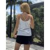 Ekouaer Womens 2-Pack Silk Satin Camisole Tank Top V Neck Sexy Cross Back Spaghetti Strap Cami Sleeveless Lounge Tops S-XXL(White+khaki)