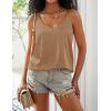 Ekouaer Womens 2-Pack Silk Satin Camisole Tank Top V Neck Sexy Cross Back Spaghetti Strap Cami Sleeveless Lounge Tops S-XXL(White+khaki)
