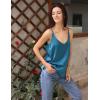 Ekouaer Womens 2-Pack Silk Satin Camisole Tank Top V Neck Sexy Cross Back Spaghetti Strap Cami Sleeveless Lounge Tops S-XXL(White+peacock Blue)
