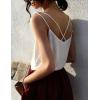 Ekouaer Womens 2-Pack Silk Satin Camisole Tank Top V Neck Sexy Cross Back Spaghetti Strap Cami Sleeveless Lounge Tops S-XXL(White+peacock Blue)
