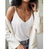 Ekouaer Womens 2-Pack Silk Satin Camisole Tank Top V Neck Sexy Cross Back Spaghetti Strap Cami Sleeveless Lounge Tops S-XXL(White+peacock Blue)