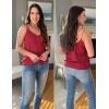 Ekouaer Womens 2-Pack Silk Satin Camisole Tank Top V Neck Sexy Cross Back Spaghetti Strap Cami Sleeveless Lounge Tops S-XXL(Wine Red)