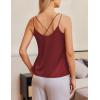 Ekouaer Womens 2-Pack Silk Satin Camisole Tank Top V Neck Sexy Cross Back Spaghetti Strap Cami Sleeveless Lounge Tops S-XXL(Wine Red)