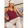 Ekouaer Womens 2-Pack Silk Satin Camisole Tank Top V Neck Sexy Cross Back Spaghetti Strap Cami Sleeveless Lounge Tops S-XXL(Wine Red+navy Blue)
