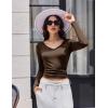Ekouaer Womens 3 Pack Long Sleeve Shirts V Neck Ribbed Slim Fit Basic Tops Thermal Undershirts Casual Tee XS-XXL(Black/Beige/Brown)