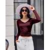 Ekouaer Womens 3 Pack Long Sleeve Shirts V Neck Ribbed Slim Fit Basic Tops Thermal Undershirts Casual Tee XS-XXL(Black/Navy/Dark Red)