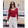 Ekouaer Womens 3 Pack Long Sleeve Shirts V Neck Ribbed Slim Fit Basic Tops Thermal Undershirts Casual Tee XS-XXL(Black/Navy/Red)