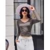 Ekouaer Womens 3 Pack Long Sleeve Shirts V Neck Ribbed Slim Fit Basic Tops Thermal Undershirts Casual Tee XS-XXL(Black/White/Tea Grey)