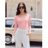 Ekouaer Womens 3 Pack Long Sleeve Shirts V Neck Ribbed Slim Fit Basic Tops Thermal Undershirts Casual Tee XS-XXL(Light Blue/Pink/Light Green)