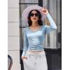 Ekouaer Womens 3 Pack Long Sleeve Shirts V Neck Ribbed Slim Fit Basic Tops Thermal Undershirts Casual Tee XS-XXL(Light Blue/Pink/Light Green)