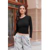 Ekouaer Womens Long Sleeve Shirts Fitted Tops Stretchy Base Layer Basic Tight Thermal Undershirt XS-XXL(Black)