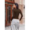 Ekouaer Womens Long Sleeve Shirts Fitted Tops Stretchy Base Layer Basic Tight Thermal Undershirt XS-XXL(Black/Brown)