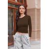 Ekouaer Womens Long Sleeve Shirts Fitted Tops Stretchy Base Layer Basic Tight Thermal Undershirt XS-XXL(Black/Brown)