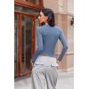 Ekouaer Womens Long Sleeve Shirts Fitted Tops Stretchy Base Layer Basic Tight Thermal Undershirt XS-XXL(Black/Haze Blue)