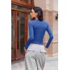 Ekouaer Womens Long Sleeve Shirts Fitted Tops Stretchy Base Layer Basic Tight Thermal Undershirt XS-XXL(Blue)