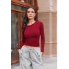Ekouaer Womens Long Sleeve Shirts Fitted Tops Stretchy Base Layer Basic Tight Thermal Undershirt XS-XXL(Burgundy)