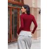 Ekouaer Womens Long Sleeve Shirts Fitted Tops Stretchy Base Layer Basic Tight Thermal Undershirt XS-XXL(Burgundy)