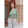 Ekouaer Womens Long Sleeve Shirts Fitted Tops Stretchy Base Layer Basic Tight Thermal Undershirt XS-XXL(Green)
